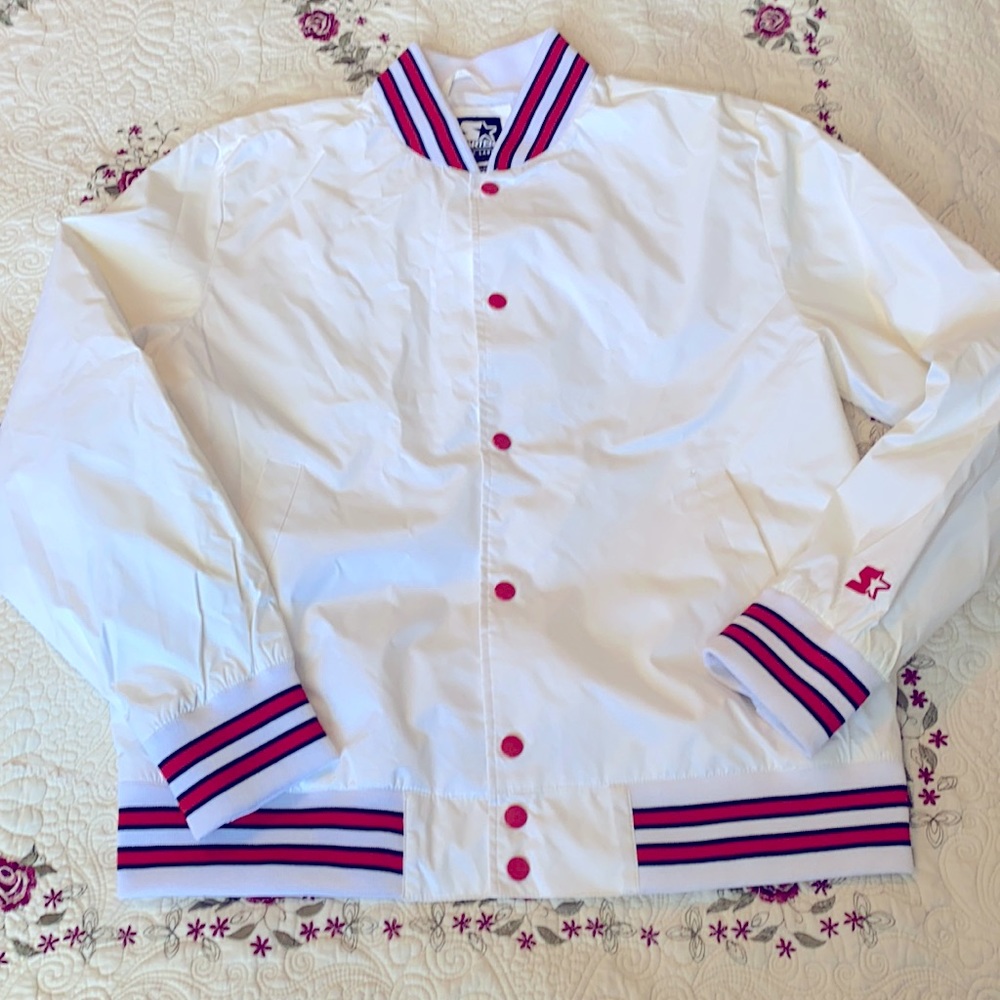 COPY - Starter Jacket Black Label, White and Red snap button
